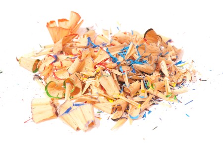 sawdust from pencils isolated on a white background. studio. picture.の写真素材