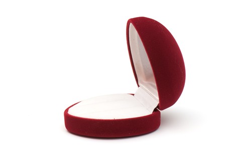 Velvet box for jeweller decorations on the white isolated backgroundの写真素材