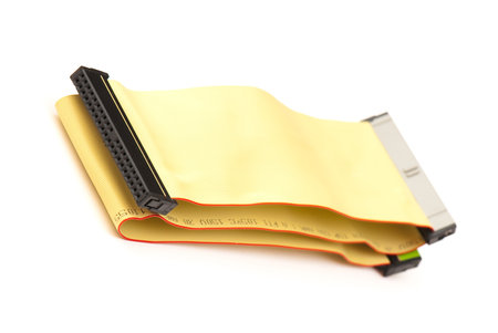 tech cable with plug isolated on a white background. の写真素材