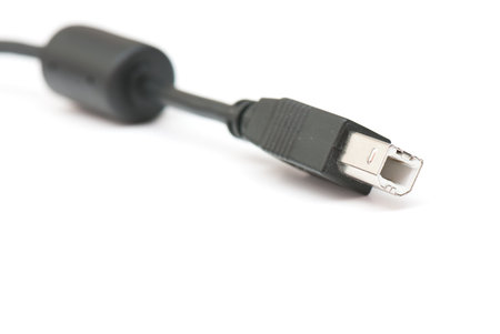 tech cable with plug isolated on a white background. の写真素材