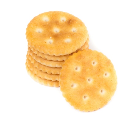 cracker photographed in studio on white isolated backgroundの写真素材