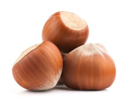 Composition from nuts on the white isolated backgroundの写真素材