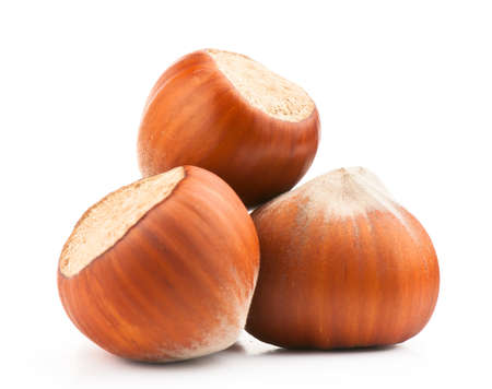 Composition from nuts on the white isolated backgroundの写真素材