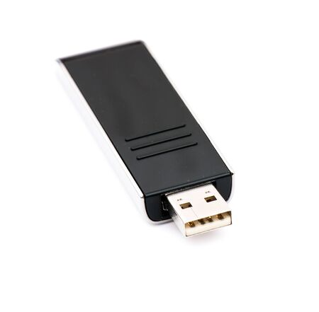 black usb memory isolated on a white background in studioの写真素材
