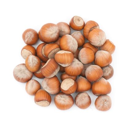 Composition from nuts on the white isolated backgroundの写真素材