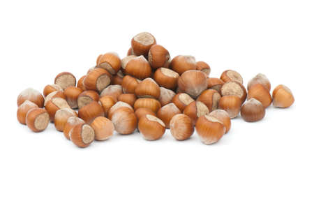 Composition from nuts on the white isolated backgroundの写真素材