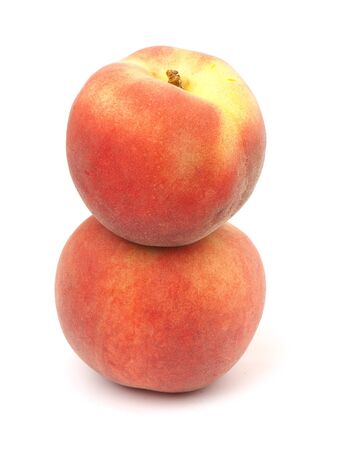 composition of ripe juicy peach,  nectarine isolated on white backgroundの写真素材