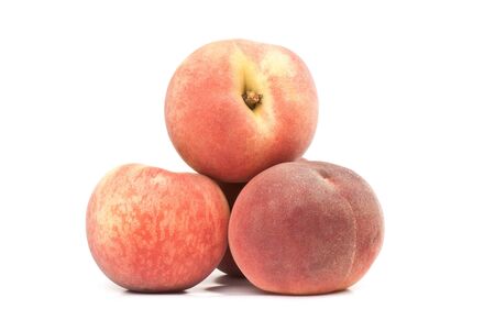 composition of ripe juicy peach,  nectarine isolated on white backgroundの写真素材
