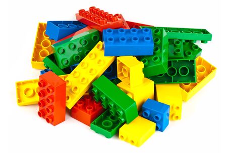 set  of color building blocks on white isolated backgroundの写真素材