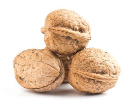Composition from nuts on the white isolated backgroundの写真素材