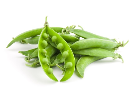 fresh green peas isolated on a white background. Studio photoの写真素材