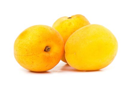 composition of ripe juicy apricots isolated on white backgroundの写真素材