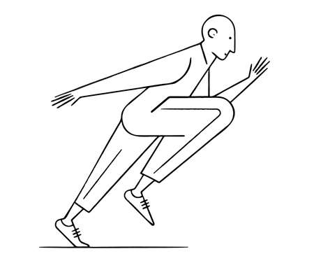 illustration in thin lines running man ,athlete. vectorのイラスト素材