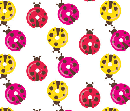 ladybugs of different colors pattern, wallpaper for fabrics, vector