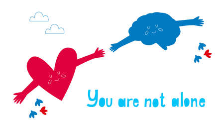 The concept of friendship between heart and brain. Vector illustrationのイラスト素材