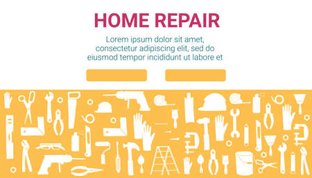 Banner with working tools pattern for home repairのイラスト素材