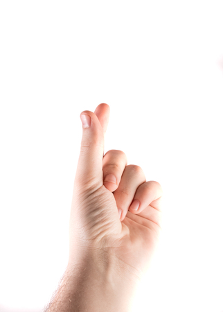 man's hand with two fingers upの写真素材