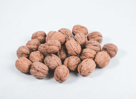 bunch of nuts on white background