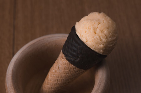 vanilla and chocolate ice cream cone