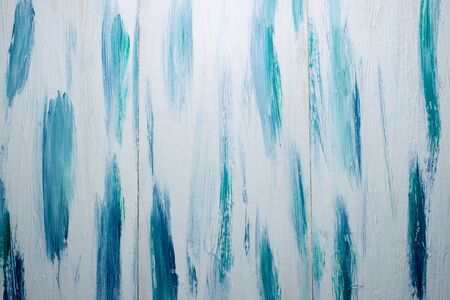 Texture. Background. White painted wooden board texture with blue tones.の写真素材