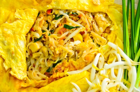 Thin rice noodles fried with tofuの写真素材