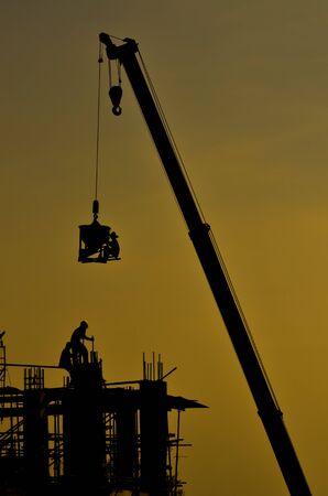 Silhouette of construction siteの写真素材