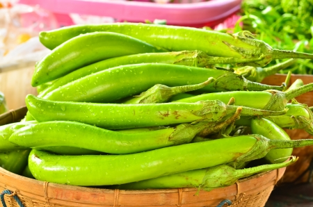 Eggplants in the basket の写真素材
