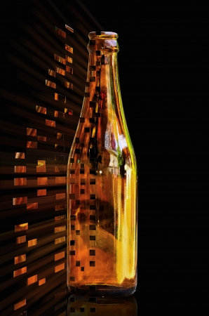 Brown glass bottles and Explosion Blockの写真素材