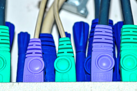 network switch with ethernet cables 