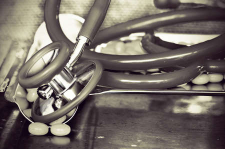 Check drug quality in vintage lightの写真素材