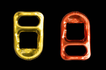 ring pull isolated on black backgroundの写真素材