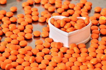 Pill in  heart shaped box