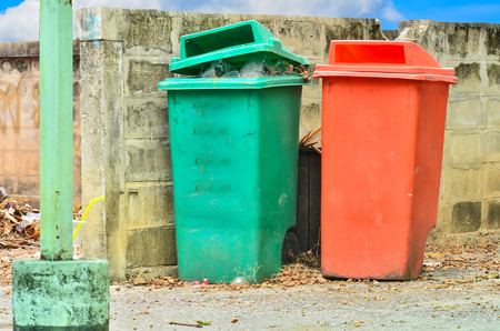 Bin full of rubbishの写真素材