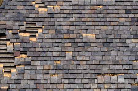 Detail of Old Slate Roof Tiles