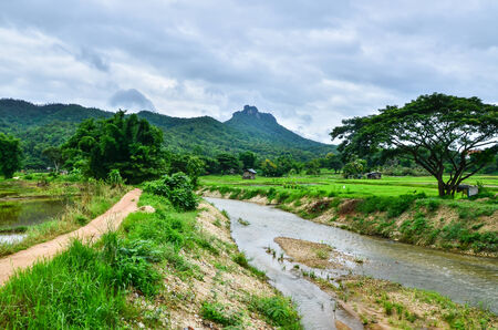 canal in the valleyの写真素材