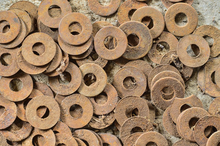 old rusty washers