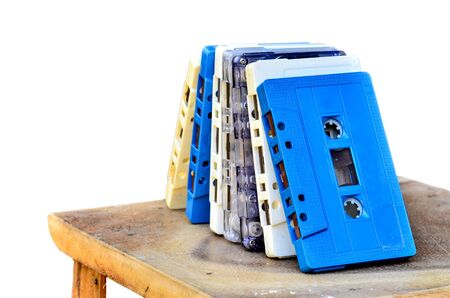 Tape Cassette analog audio on white backgroundの写真素材