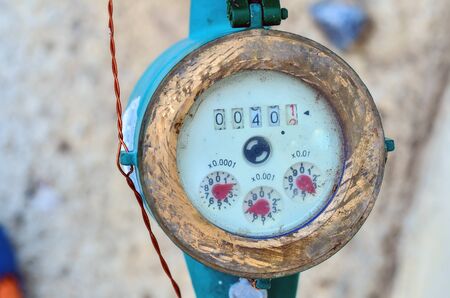 meter of the water and metal pipesの写真素材