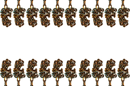 Many Old chain on  white background