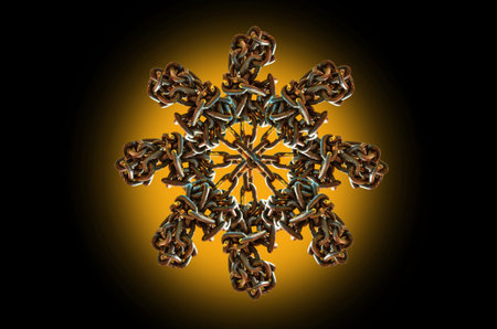 Many Old chain on yellow light  background