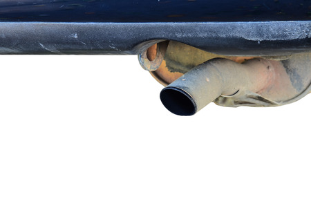 exhaust pipe car on white backgroundの写真素材