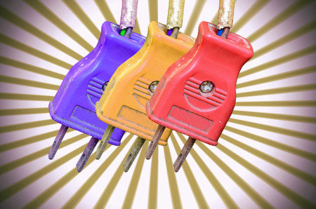 Group Old Plug isolate on sunbeams backgroundの写真素材