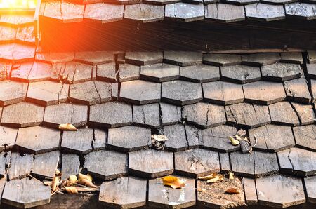 Wood roofing pattern detailの写真素材