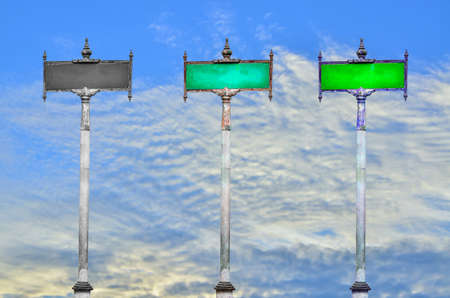 Many color Freeway Sign on blue sky backgroundの写真素材