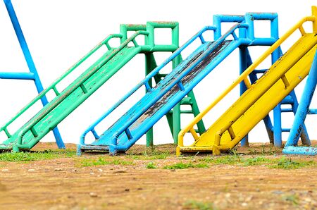 Many slide playground on white backgroundの写真素材