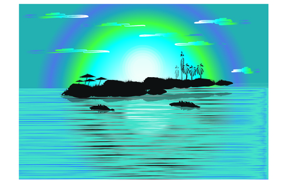 Night island paradise backgroundのイラスト素材