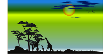 silhouette lanscapeのイラスト素材