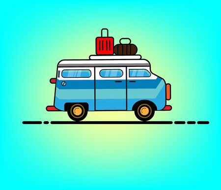 Blue van transport auto carのイラスト素材