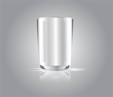 White glass isolate on gray light backgroundのイラスト素材