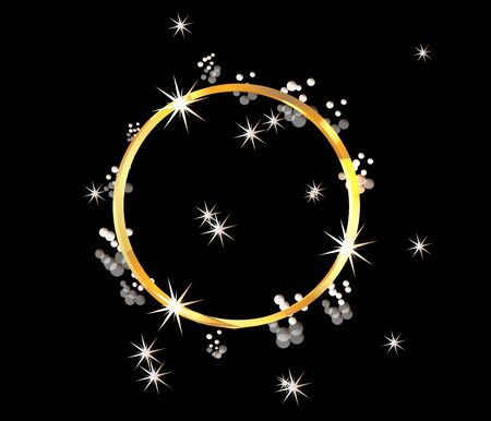 Gold bangles isolated on black backgroundのイラスト素材